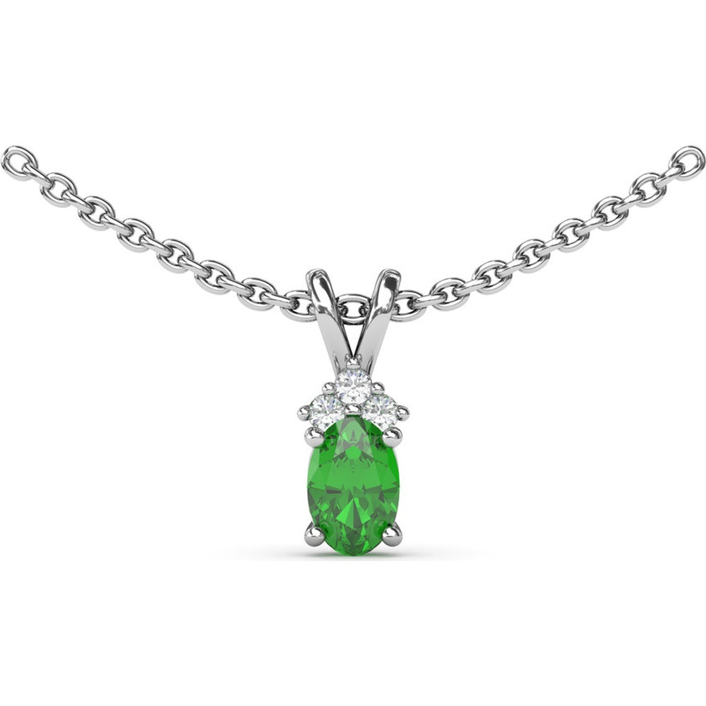 Oval Emerald Pendant with Round Diamond Accents by Fana - 0.53 Carat Total Gemstone Weight