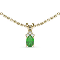 Oval Emerald Pendant with Round Diamond Accents by Fana - 0.53 Carat Total Gemstone Weight