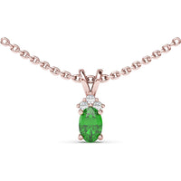 Oval Emerald Pendant with Round Diamond Accents by Fana - 0.53 Carat Total Gemstone Weight