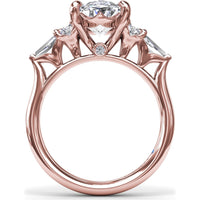 Oval Engagement Ring Setting with Round Diamonds and Tapered Baguettes - 0.55 Carat Total Side Stone Weight by Fana