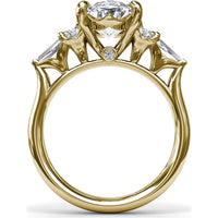 Oval Engagement Ring Setting with Round Diamonds and Tapered Baguettes - 0.55 Carat Total Side Stone Weight by Fana