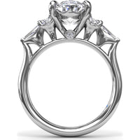 Oval Engagement Ring Setting with Round Diamonds and Tapered Baguettes - 0.55 Carat Total Side Stone Weight by Fana