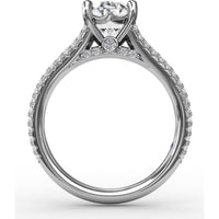 Oval Engagement Ring Setting with Triple-Row Tapered Diamond Band and Hidden Halo by Fana - 0.72 Carat Total Diamond Weight