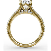 Oval Engagement Ring Setting with Triple-Row Tapered Diamond Band and Hidden Halo by Fana - 0.72 Carat Total Diamond Weight