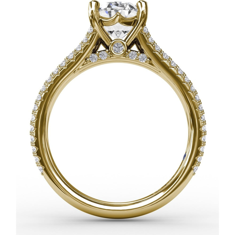 Oval Engagement Ring Setting with Triple-Row Tapered Diamond Band and Hidden Halo by Fana - 0.72 Carat Total Diamond Weight