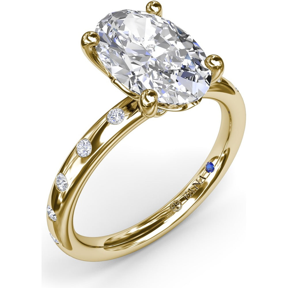 Oval Flush Engagement Ring Setting with Flush-Set Diamond Band by Fana - 0.27 Carat Total Diamond Weight