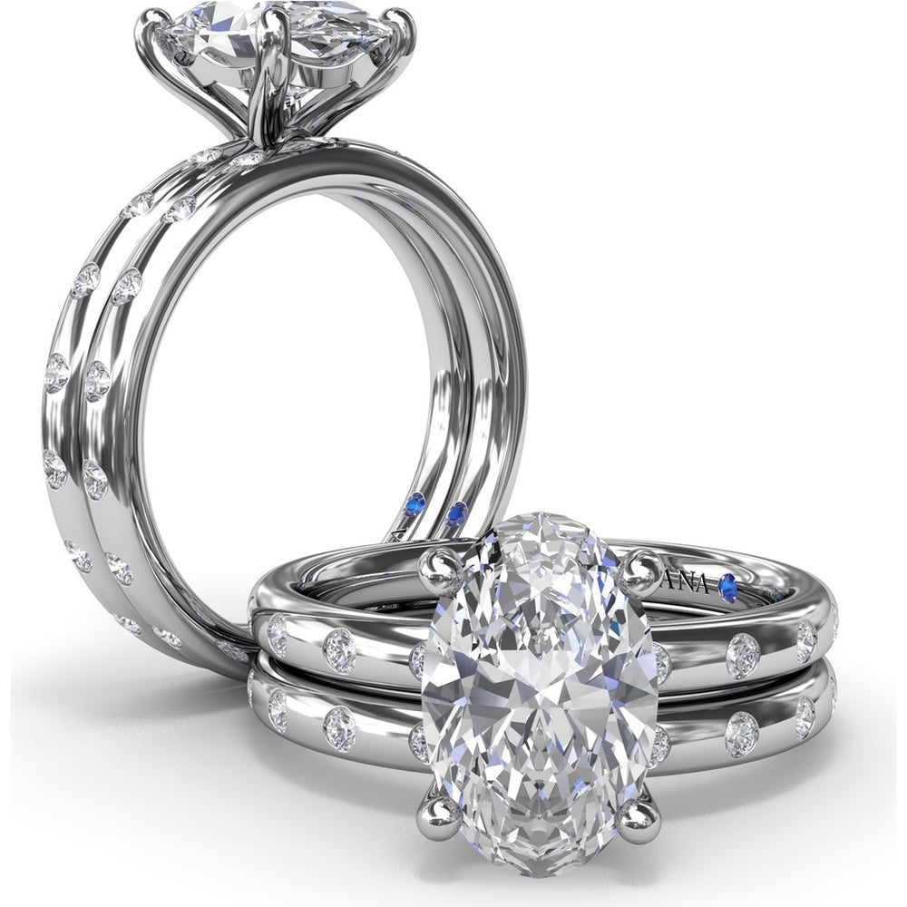 Oval Flush Engagement Ring Setting with Flush-Set Diamond Band by Fana - 0.27 Carat Total Diamond Weight
