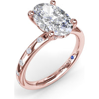 Oval Flush Engagement Ring Setting with Flush-Set Diamond Band by Fana - 0.27 Carat Total Diamond Weight