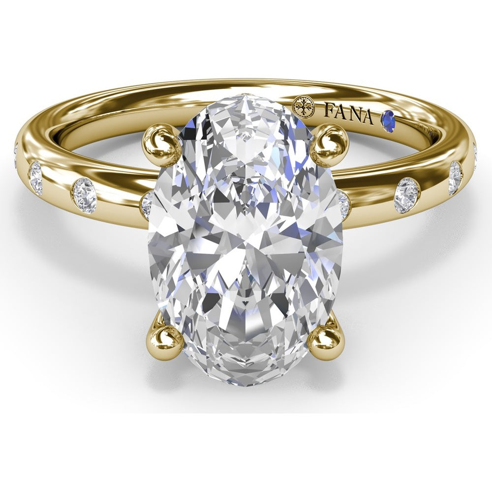 Oval Flush Engagement Ring Setting with Flush-Set Diamond Band by Fana - 0.27 Carat Total Diamond Weight