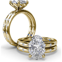 Oval Flush Engagement Ring Setting with Flush-Set Diamond Band by Fana - 0.27 Carat Total Diamond Weight
