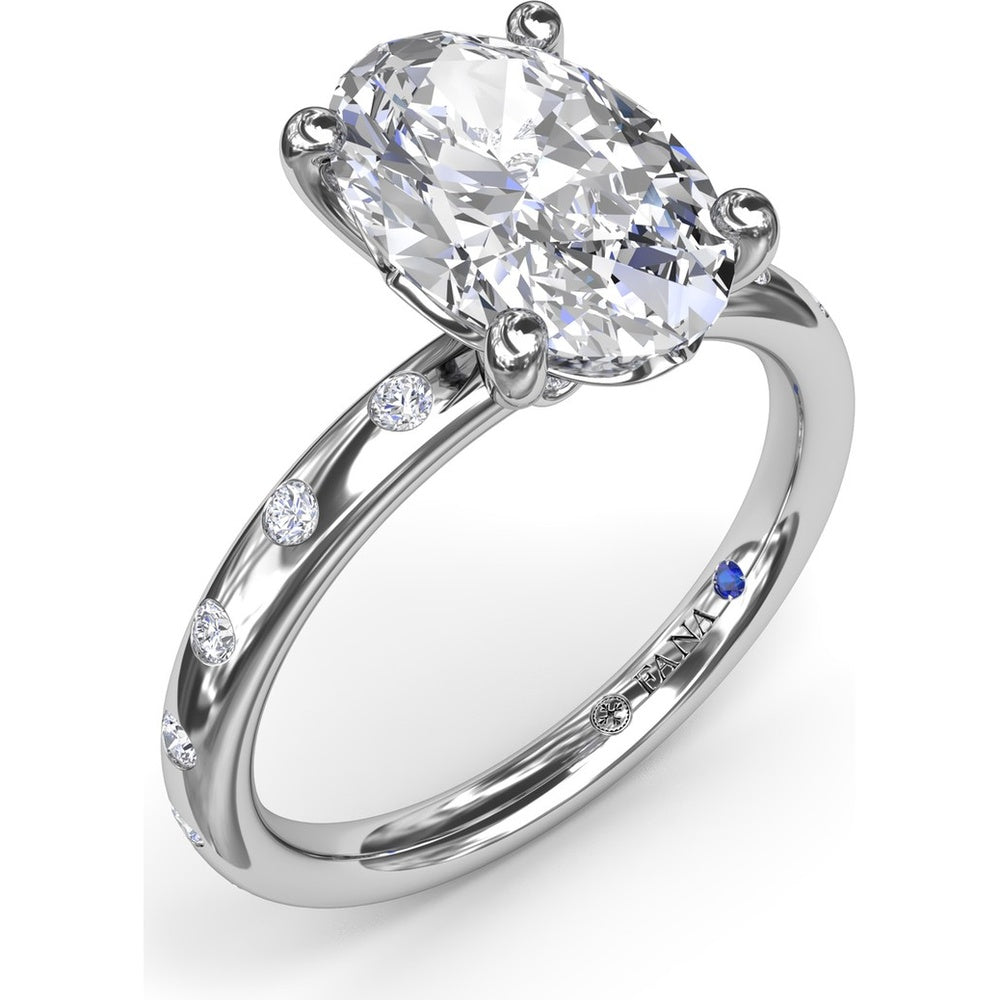 Oval Flush Engagement Ring Setting with Flush-Set Diamond Band by Fana - 0.27 Carat Total Diamond Weight