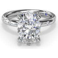 Oval Flush Engagement Ring Setting with Flush-Set Diamond Band by Fana - 0.27 Carat Total Diamond Weight