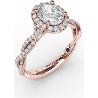 Oval Halo Engagement Ring Setting with Diamond Twist Shank by Fana - 0.41 Carat Total Diamond Weight