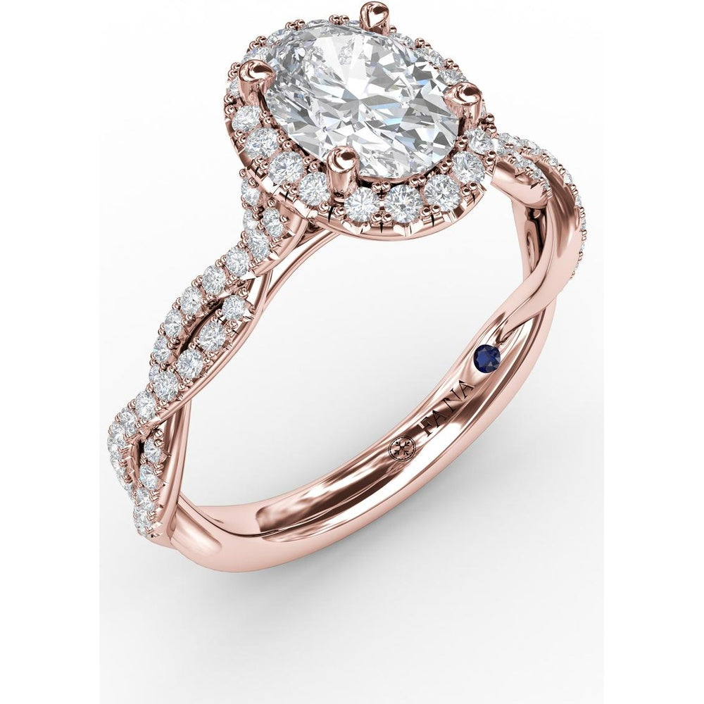 Oval Halo Engagement Ring Setting with Diamond Twist Shank by Fana - 0.41 Carat Total Diamond Weight
