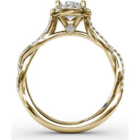 Oval Halo Engagement Ring Setting with Diamond Twist Shank by Fana - 0.41 Carat Total Diamond Weight
