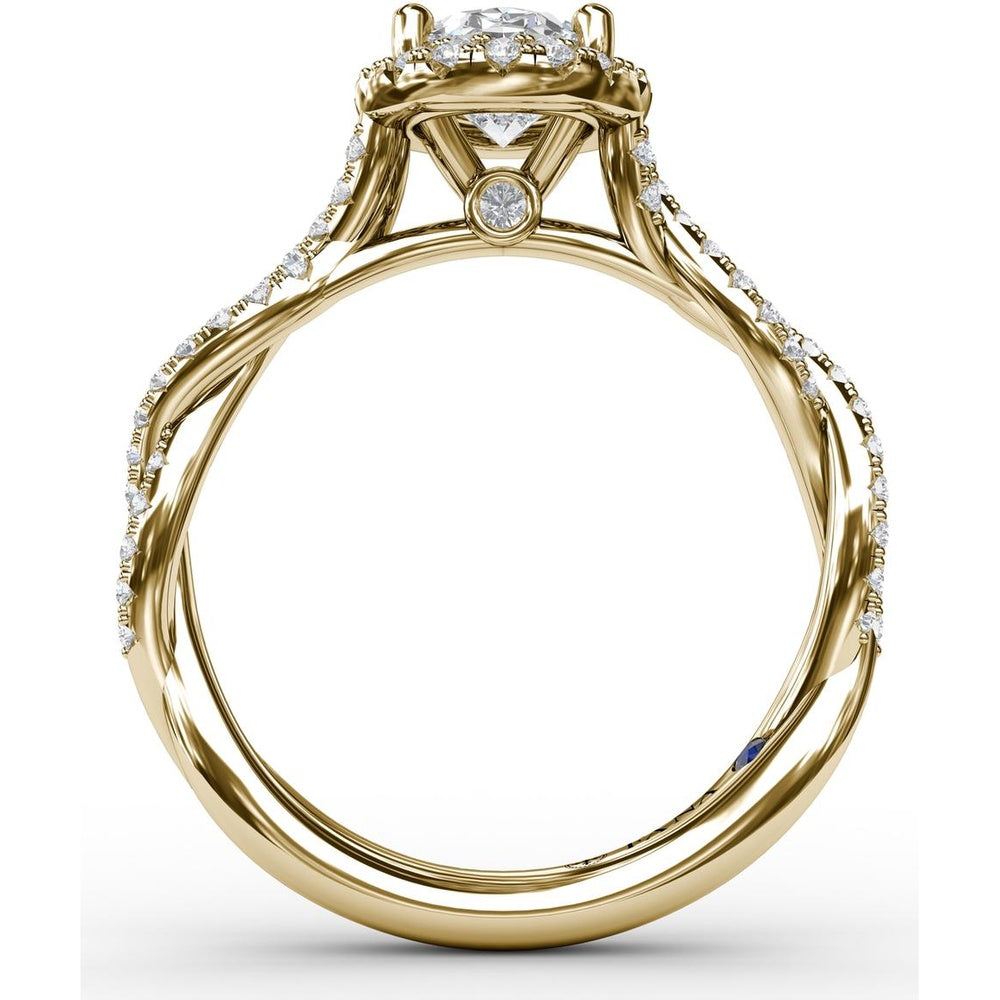 Oval Halo Engagement Ring Setting with Diamond Twist Shank by Fana - 0.41 Carat Total Diamond Weight