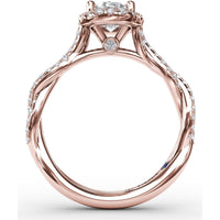 Oval Halo Engagement Ring Setting with Diamond Twist Shank by Fana - 0.41 Carat Total Diamond Weight