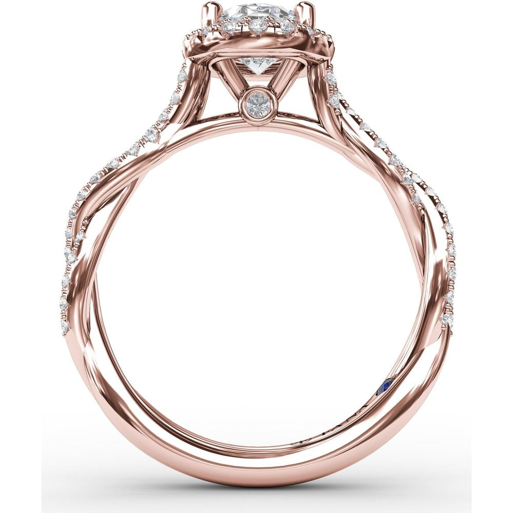 Oval Halo Engagement Ring Setting with Diamond Twist Shank by Fana - 0.41 Carat Total Diamond Weight