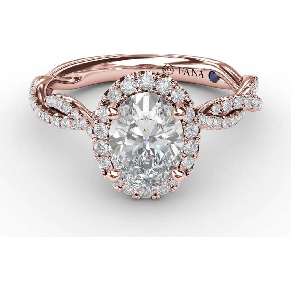 Oval Halo Engagement Ring Setting with Diamond Twist Shank by Fana - 0.41 Carat Total Diamond Weight