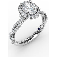 Oval Halo Engagement Ring Setting with Diamond Twist Shank by Fana - 0.41 Carat Total Diamond Weight