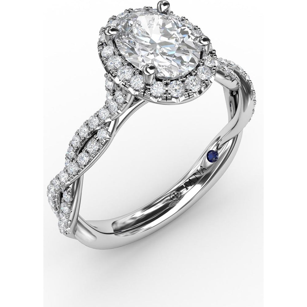Oval Halo Engagement Ring Setting with Diamond Twist Shank by Fana - 0.41 Carat Total Diamond Weight