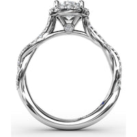Oval Halo Engagement Ring Setting with Diamond Twist Shank by Fana - 0.41 Carat Total Diamond Weight