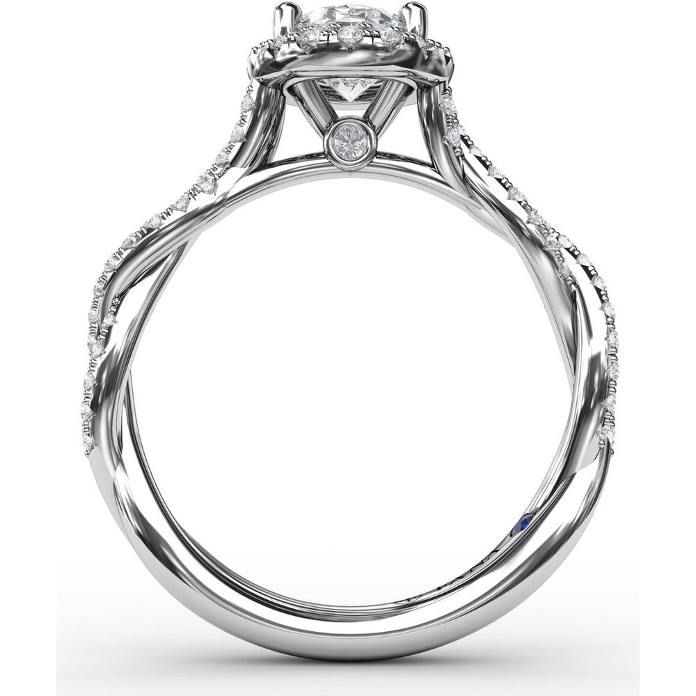 Oval Halo Engagement Ring Setting with Diamond Twist Shank by Fana - 0.41 Carat Total Diamond Weight