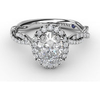 Oval Halo Engagement Ring Setting with Diamond Twist Shank by Fana - 0.41 Carat Total Diamond Weight