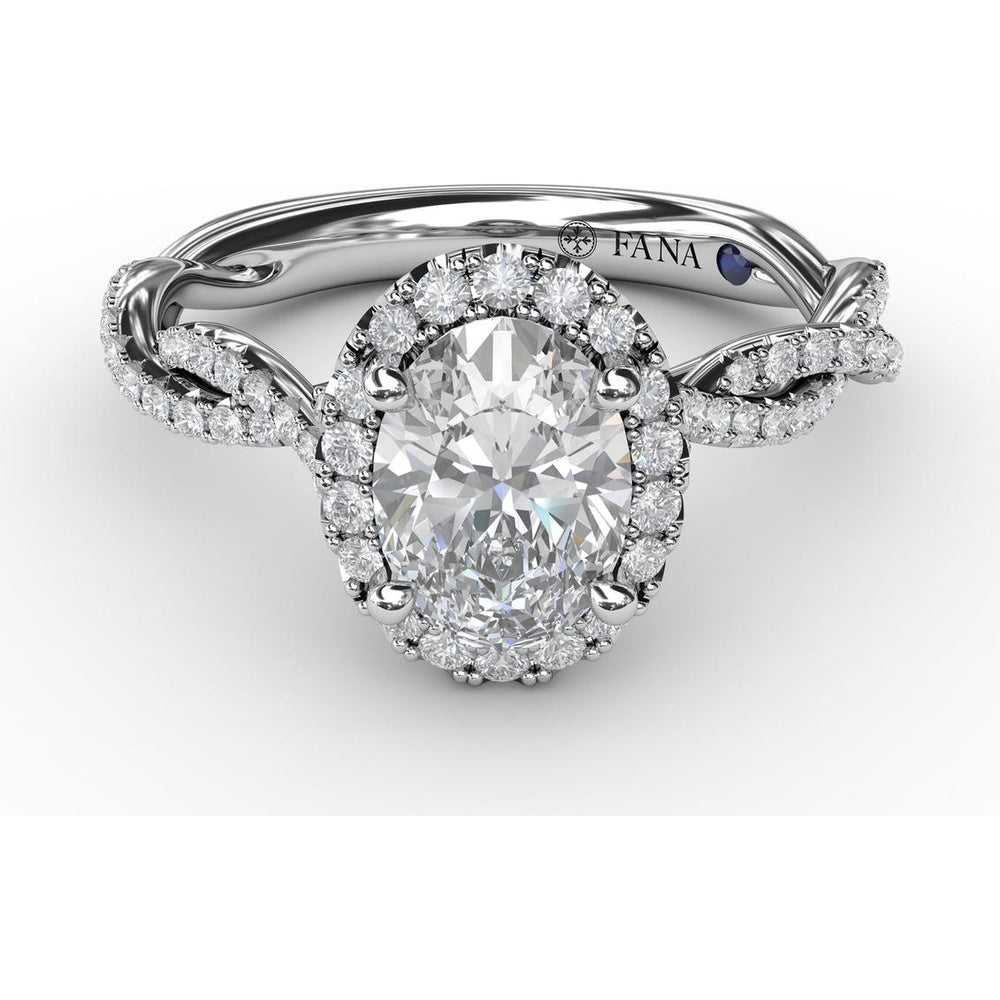 Oval Halo Engagement Ring Setting with Diamond Twist Shank by Fana - 0.41 Carat Total Diamond Weight
