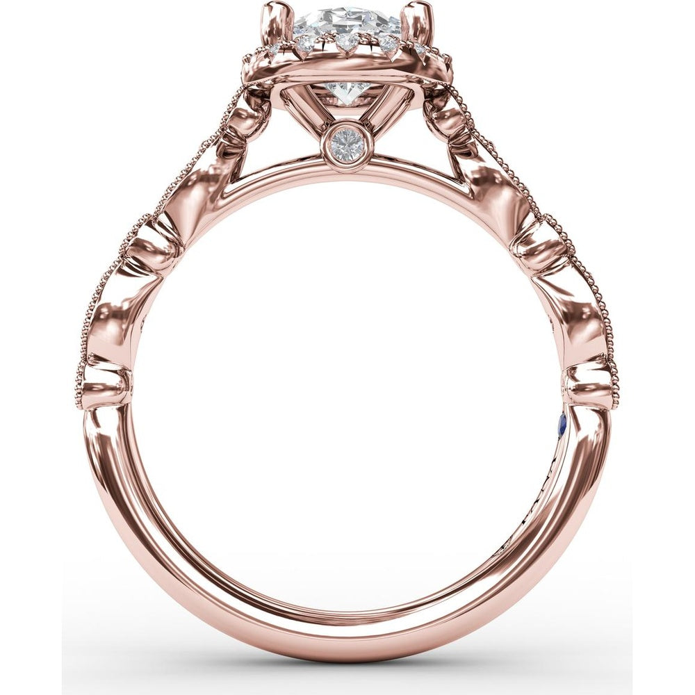 Oval Halo Engagement Ring Setting with Marquise Milgrain Diamond Band by Fana - 0.29 Carat Total Diamond Weight
