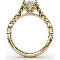 Oval Halo Engagement Ring Setting with Marquise Milgrain Diamond Band by Fana - 0.29 Carat Total Diamond Weight