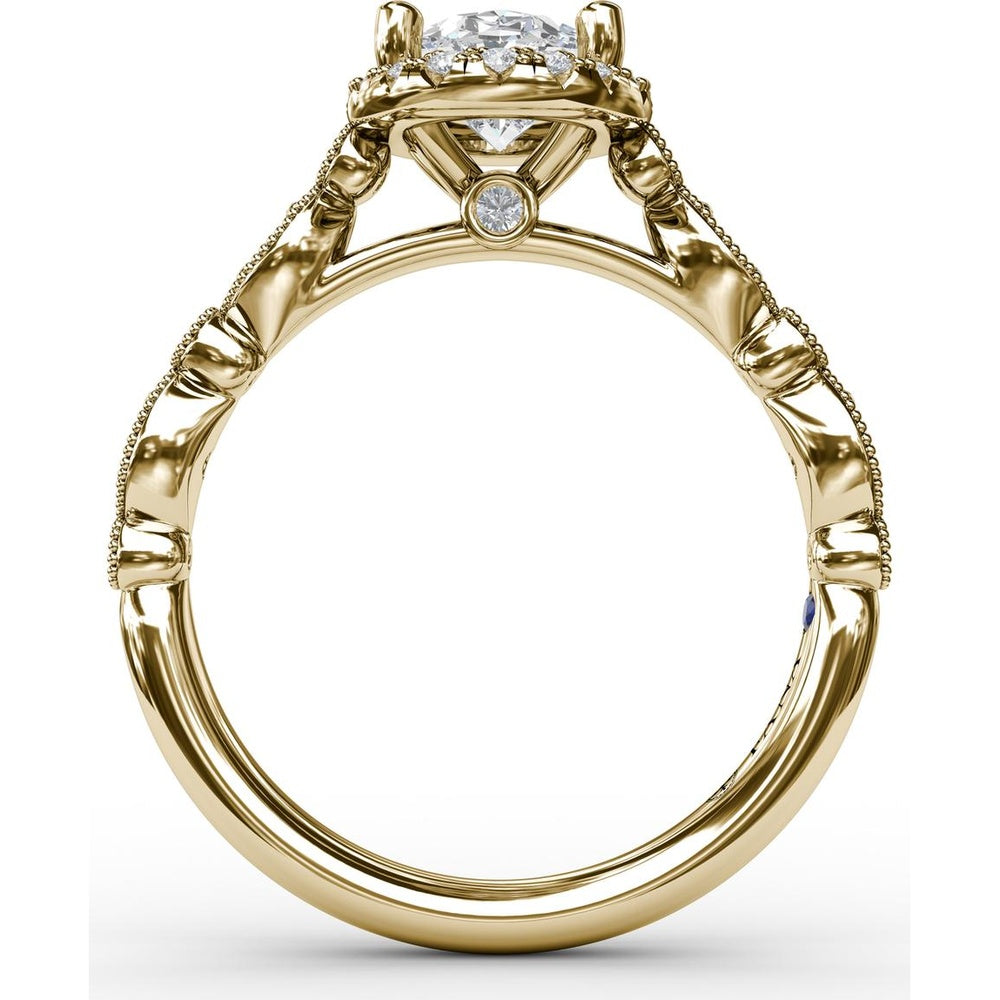 Oval Halo Engagement Ring Setting with Marquise Milgrain Diamond Band by Fana - 0.29 Carat Total Diamond Weight