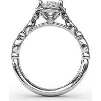 Oval Halo Engagement Ring Setting with Marquise Milgrain Diamond Band by Fana - 0.29 Carat Total Diamond Weight