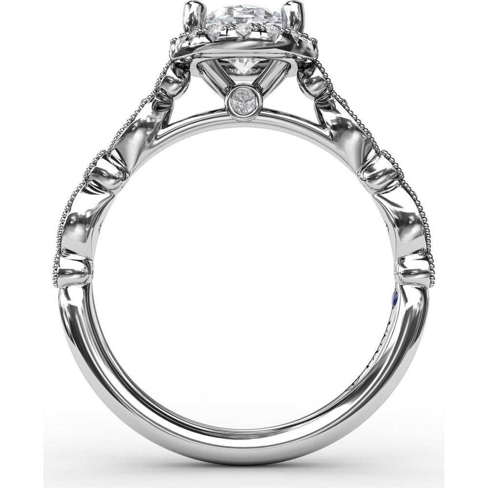 Oval Halo Engagement Ring Setting with Marquise Milgrain Diamond Band by Fana - 0.29 Carat Total Diamond Weight