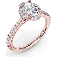 Oval Halo Engagement Ring Setting with Pavé Diamond Band by Fana - 0.32 Carat Total Diamond Weight