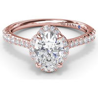 Oval Halo Engagement Ring Setting with Pavé Diamond Band by Fana - 0.32 Carat Total Diamond Weight