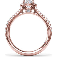 Oval Halo Engagement Ring Setting with Pavé Diamond Band by Fana - 0.32 Carat Total Diamond Weight