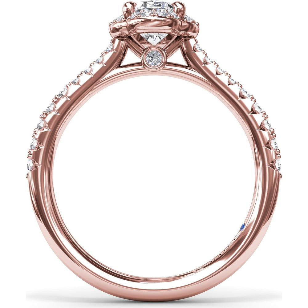 Oval Halo Engagement Ring Setting with Pavé Diamond Band by Fana - 0.32 Carat Total Diamond Weight