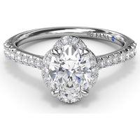 Oval Halo Engagement Ring Setting with Pavé Diamond Band by Fana - 0.32 Carat Total Diamond Weight