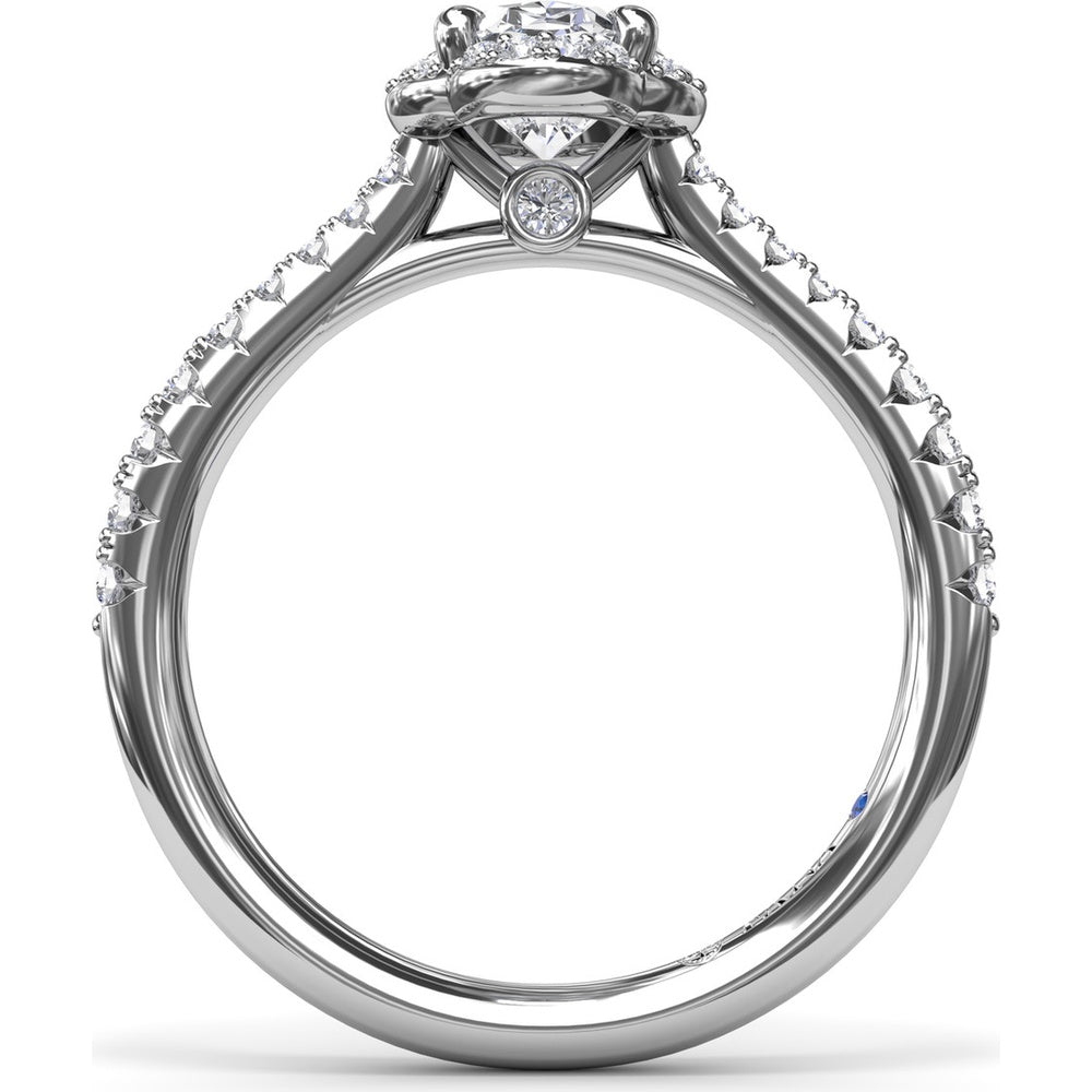 Oval Halo Engagement Ring Setting with Pavé Diamond Band by Fana - 0.32 Carat Total Diamond Weight