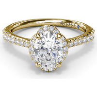 Oval Halo Engagement Ring Setting with Pavé Diamond Band by Fana - 0.32 Carat Total Diamond Weight