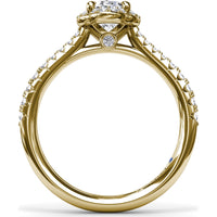 Oval Halo Engagement Ring Setting with Pavé Diamond Band by Fana - 0.32 Carat Total Diamond Weight