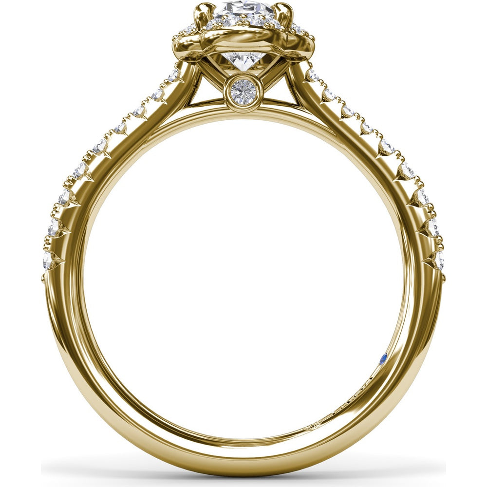 Oval Halo Engagement Ring Setting with Pavé Diamond Band by Fana - 0.32 Carat Total Diamond Weight