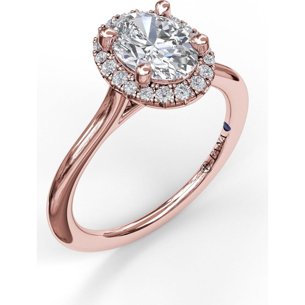 Oval Halo Engagement Ring Setting with Round Diamond Halo by Fana - 0.16 Carat Total Diamond Weight