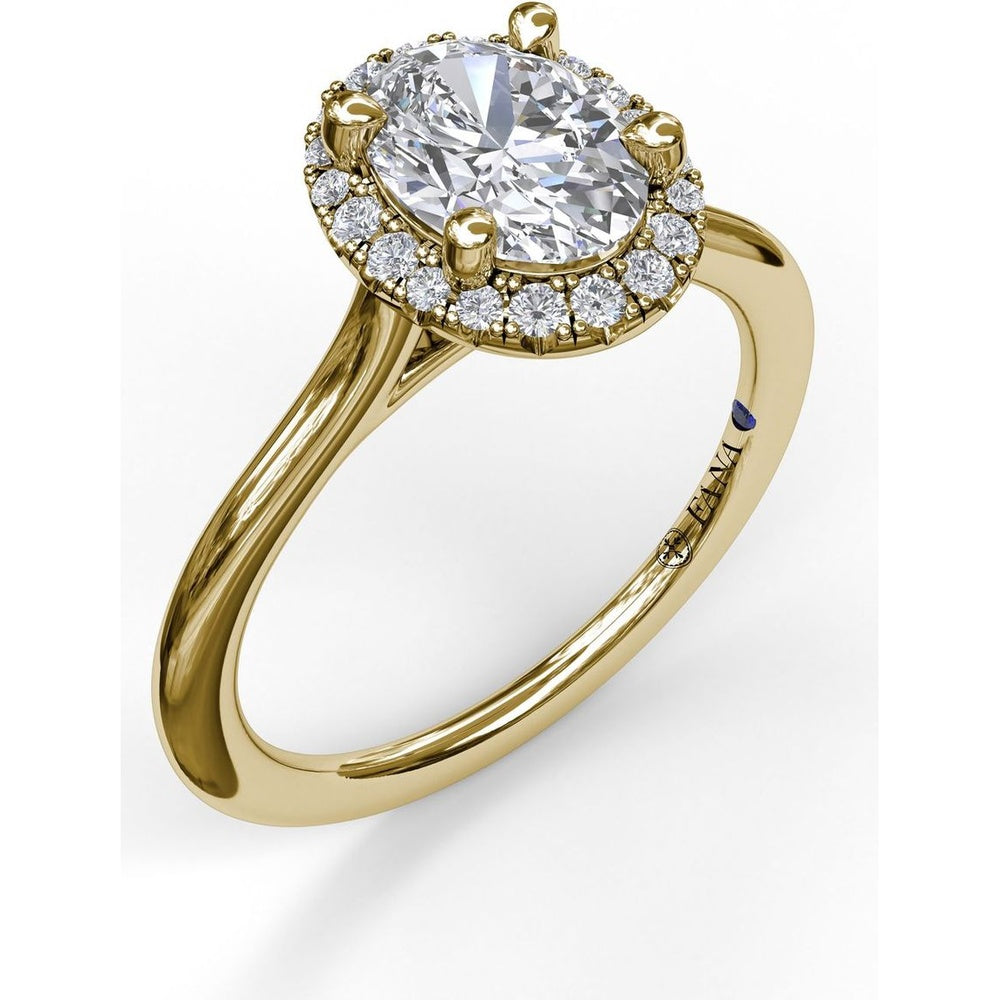 Oval Halo Engagement Ring Setting with Round Diamond Halo by Fana - 0.16 Carat Total Diamond Weight