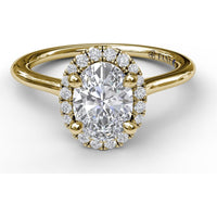 Oval Halo Engagement Ring Setting with Round Diamond Halo by Fana - 0.16 Carat Total Diamond Weight
