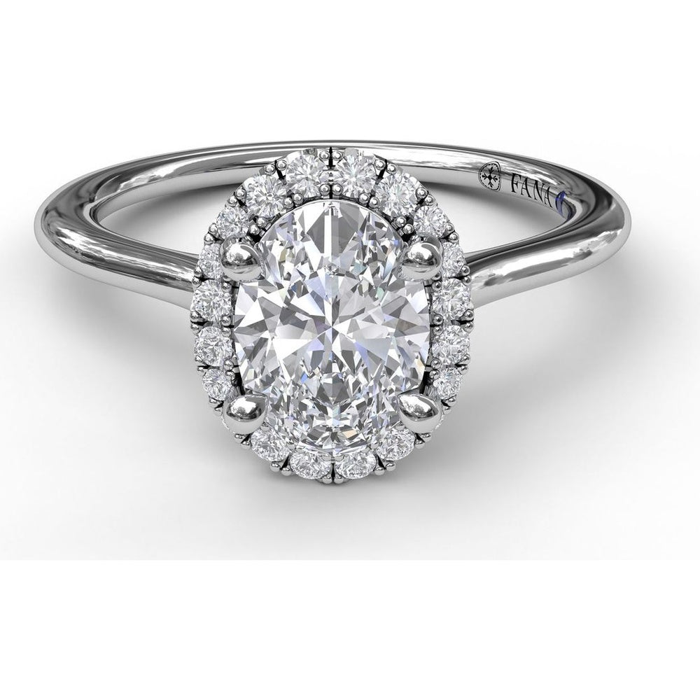 Oval Halo Engagement Ring Setting with Round Diamond Halo by Fana - 0.16 Carat Total Diamond Weight