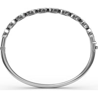 Oval Link Bangle with Round Emeralds and Pavé Diamond Halos by Fana - 2.35 Carat Total Gemstone Weight