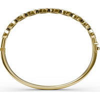 Oval Link Bangle with Round Emeralds and Pavé Diamond Halos by Fana - 2.35 Carat Total Gemstone Weight