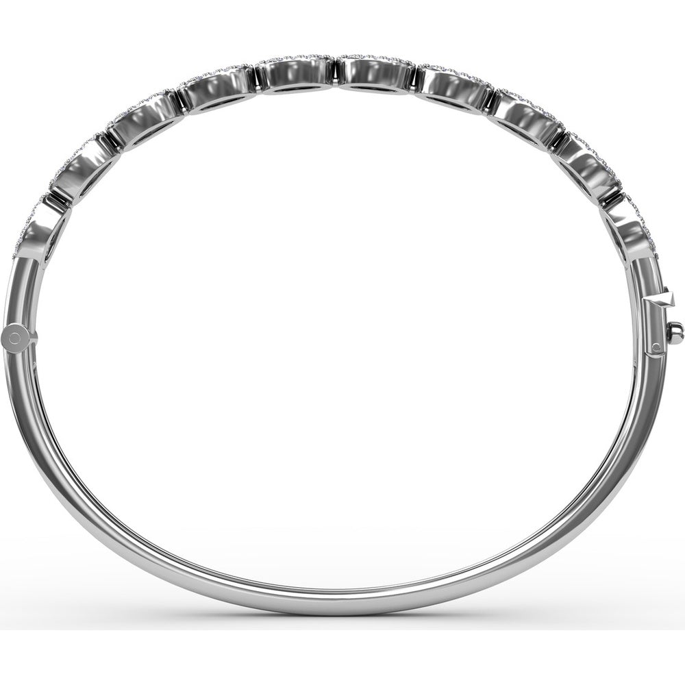 Oval Link Bangle with Round Sapphires and Diamond Halos by Fana - 2.55 Carat Total Gemstone Weight